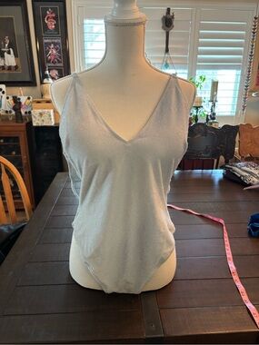 H&M Silver Sparkle V-Neck One-Piece Swimsuit